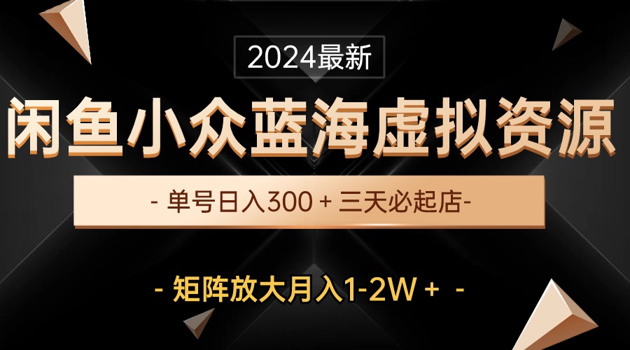 （10336期）最新闲鱼小众蓝海虚拟资源，单号日入300＋，三天必起店，矩阵放大月入1-2W-创新Ovo