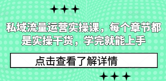 私域流量运营实操课，每个章节都是实操干货，学完就能上手-创新Ovo