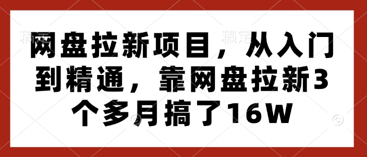 网盘拉新项目，从入门到精通，靠网盘拉新3个多月搞了16W-创新Ovo