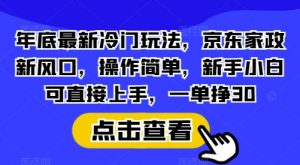 年底最新冷门玩法，京东家政新风口，操作简单，新手小白可直接上手，一单挣30【揭秘】-创新Ovo