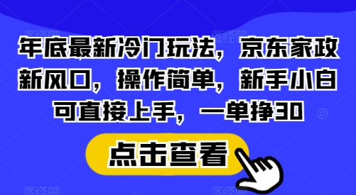 年底最新冷门玩法，京东家政新风口，操作简单，新手小白可直接上手，一单挣30【揭秘】-创新Ovo