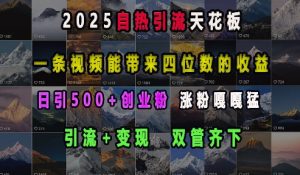 2025自热引流天花板，一条视频能带来四位数的收益，引流+变现双管齐下，日引500+创业粉，涨粉嘎嘎猛-创新Ovo