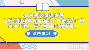 AI杀手文案训练营：几乎不用动笔就能写出“一击必中”的杀手文案，来大幅提升销售额！-创新Ovo