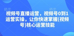 视频号直播运营，视频号0到1运营实操，让你快速掌握(视频号)核心运营技能-创新Ovo