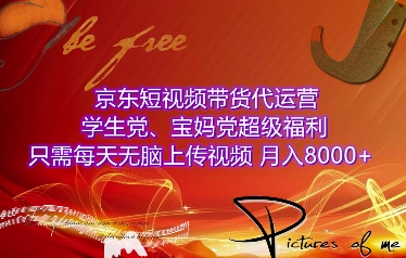 京东短视频带货代运营，学生党、宝妈党超级福利，只需每天无脑上传视频，月入8000+【仅揭秘】-创新Ovo