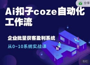 Ai扣子coze自动化工作流，从0~10系统实战课，10个人的工作量1个人完成-创新Ovo
