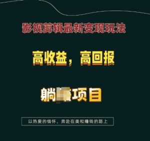 影视剪辑最新变现玩法，高收益，高回报，躺Z项目【揭秘】-创新Ovo