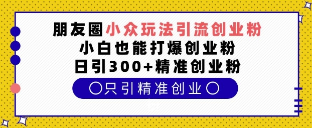 朋友圈小众玩法引流创业粉，小白也能打爆创业粉，日引300+精准创业粉【揭秘】-创新Ovo