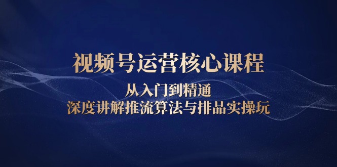 视频号运营核心课程，从入门到精通，深度讲解推流算法与排品实操玩-创新Ovo