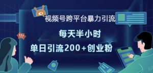 视频号跨平台暴力引流,每天半小时,单日引流200+精准创业粉-创新Ovo