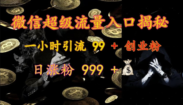 微信超级流量入口揭秘：一小时引流 99 + 创业粉，日涨粉 999 +-创新Ovo