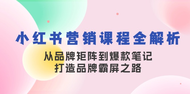 小红书营销课程全解析，从品牌矩阵到爆款笔记，打造品牌霸屏之路-创新Ovo
