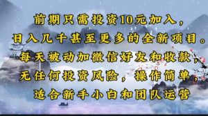 前期只需投资10元加入,日入几千甚至更多的全新项目。每天被动加微信好...-创新Ovo