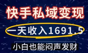 一天收入1691.5,快手私域变现,小白也能闷声发财-创新Ovo