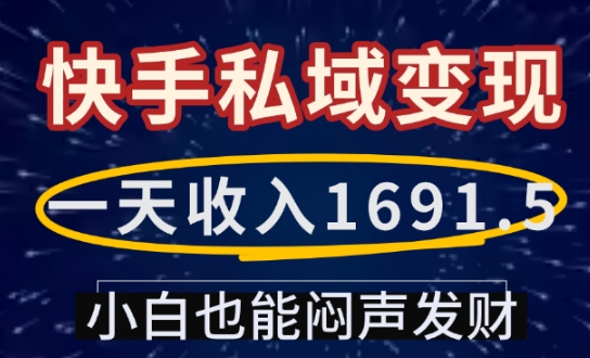 一天收入1691.5，快手私域变现，小白也能闷声发财-创新Ovo