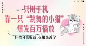 只用手机靠一只“跳舞的小猫”爆发百万播放，狂撸分成收益，保姆级教学-创新Ovo