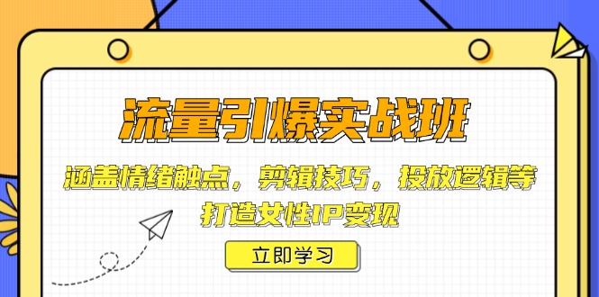 流量引爆实战班，涵盖情绪触点，剪辑技巧，投放逻辑等，打造女性IP变现-创新Ovo