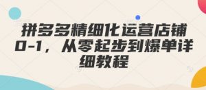 拼多多精细化运营店铺0-1,从零起步到爆单详细教程-创新Ovo