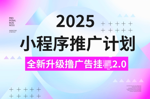 2025小程序推广计划，撸广告挂JI3.0玩法，日均5张【揭秘】-创新Ovo