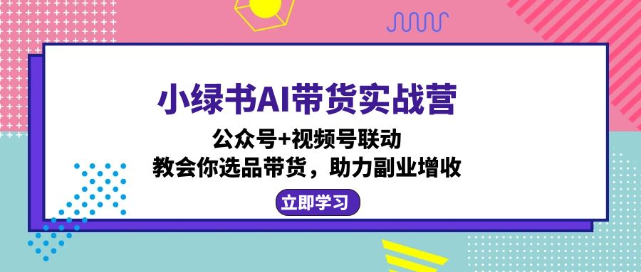 小绿书AI带货实战营：公众号+视频号联动，教会你选品带货，助力副业增收-创新Ovo