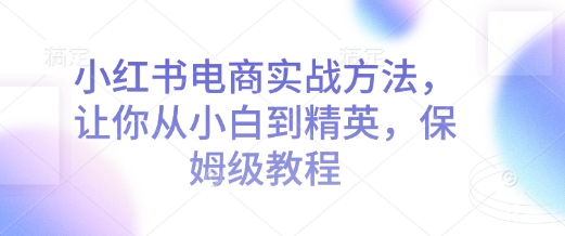 小红书电商实战方法，让你从小白到精英，保姆级教程-创新Ovo