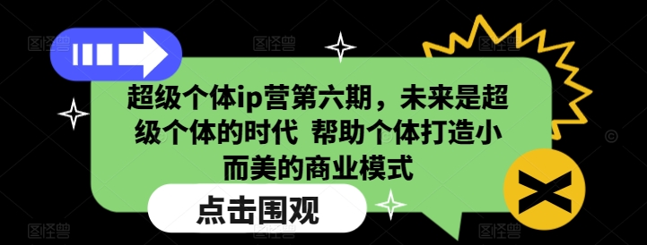 超级个体ip营第六期，未来是超级个体的时代  帮助个体打造小而美的商业模式-创新Ovo