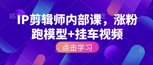 IP剪辑师内部课，涨粉跑模型+挂车视频-创新Ovo