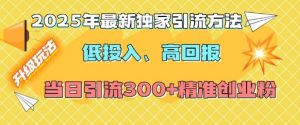 2025年最新独家引流方法，低投入高回报？当日引流300+精准创业粉-创新Ovo