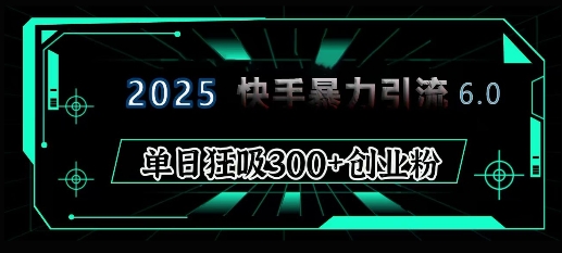 2025年快手6.0保姆级教程震撼来袭，单日狂吸300+精准创业粉-创新Ovo