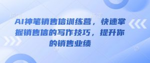 AI神笔销售信训练营,快速掌握销售信的写作技巧,提升你的销售业绩-创新Ovo