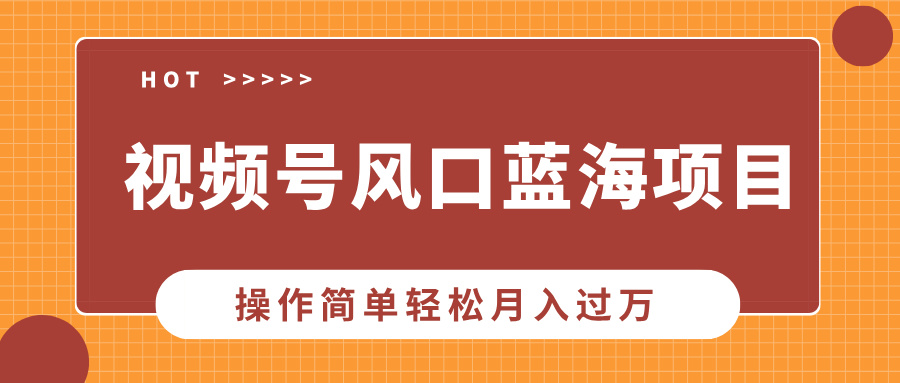 视频号风口蓝海项目，中老年人的流量密码，操作简单轻松月入过万-创新Ovo