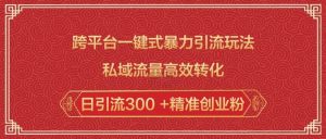 跨平台一键式暴力引流玩法,私域流量高效转化日引流300 +精准创业粉-创新Ovo