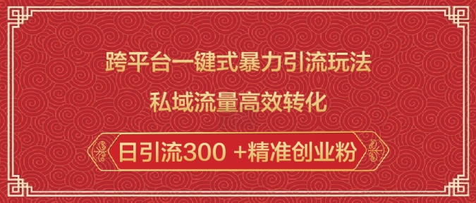 跨平台一键式暴力引流玩法，私域流量高效转化日引流300 +精准创业粉-创新Ovo