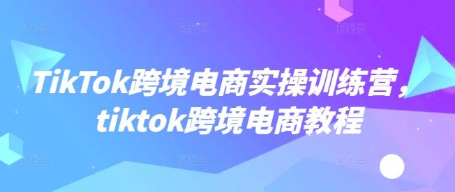 TikTok跨境电商实操训练营，tiktok跨境电商教程-创新Ovo