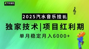 2025汽水音乐挂JI,独家技术,项目红利期,稳定月入5k【揭秘】-创新Ovo