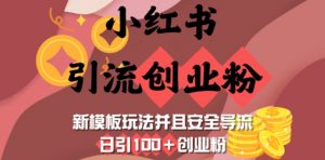 小红书引流创业粉,新模板玩法并且安全导流,日引100+创业粉-创新Ovo