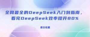 全网最全的DeepSeek入门到指南,看完DeepSeek效率提升80%(建议收藏)-创新Ovo
