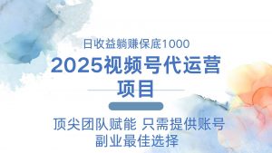 2025视频号代运营 日躺赚1000＋ 只需提供账号-创新Ovo