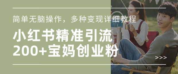 小红书混剪日引200+宝妈创业粉，简单无脑操作，多种变现详细教程-创新Ovo