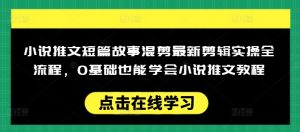 小说推文短篇故事混剪最新剪辑实操全流程,0基础也能学会小说推文教程,肯干多发日入多张-创新Ovo