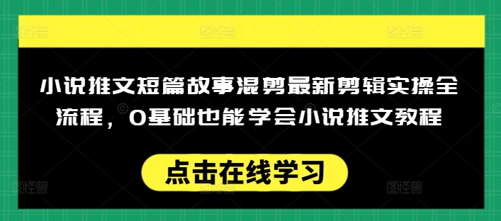 小说推文短篇故事混剪最新剪辑实操全流程，0基础也能学会小说推文教程，肯干多发日入多张-创新Ovo