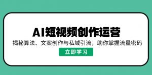 AI短视频创作运营，揭秘算法、文案创作与私域引流，助你掌握流量密码-创新Ovo
