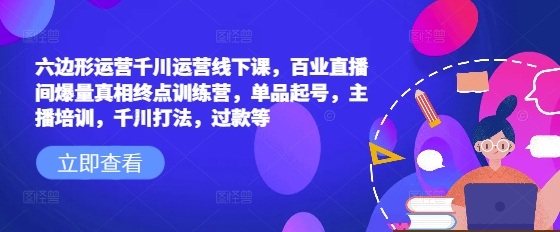 六边形运营千川运营线下课，百业直播间爆量真相终点训练营，单品起号，主播培训，千川打法，过款等-创新Ovo