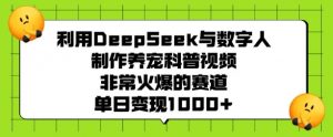 利用DeepSeek与数字人制作养宠科普视频，非常火爆的赛道，单日变现多张-创新Ovo