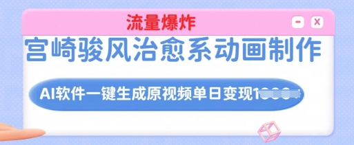 宫崎骏风治愈系动画制作，AI软件一键生成原创视频流量爆炸，单日变现多张，详细实操流程-创新Ovo