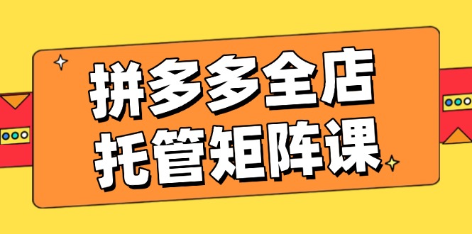 拼多多全店托管矩阵课，盈利动销玩法，高效计划设置，提升店铺效益-创新Ovo