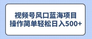 视频号风口蓝海项目,操作简单轻松日入500+-创新Ovo