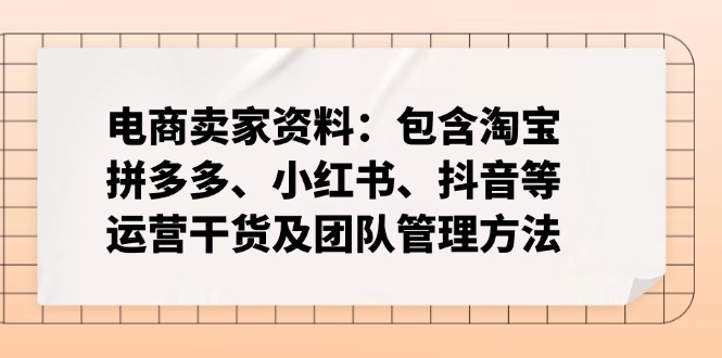 电商卖家资料：包含淘宝、拼多多、小红书、抖音等运营干货及团队管理方法-创新Ovo