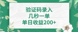 验证码录入，几秒一单，单日收益200+-创新Ovo