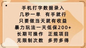手机打字数据录入,几秒一单,有手就行,只要做当天就有收益,暴力玩法一天低保2张-创新Ovo